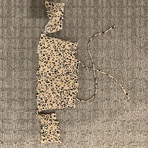 cheetah print bandeau bikini and black bottoms